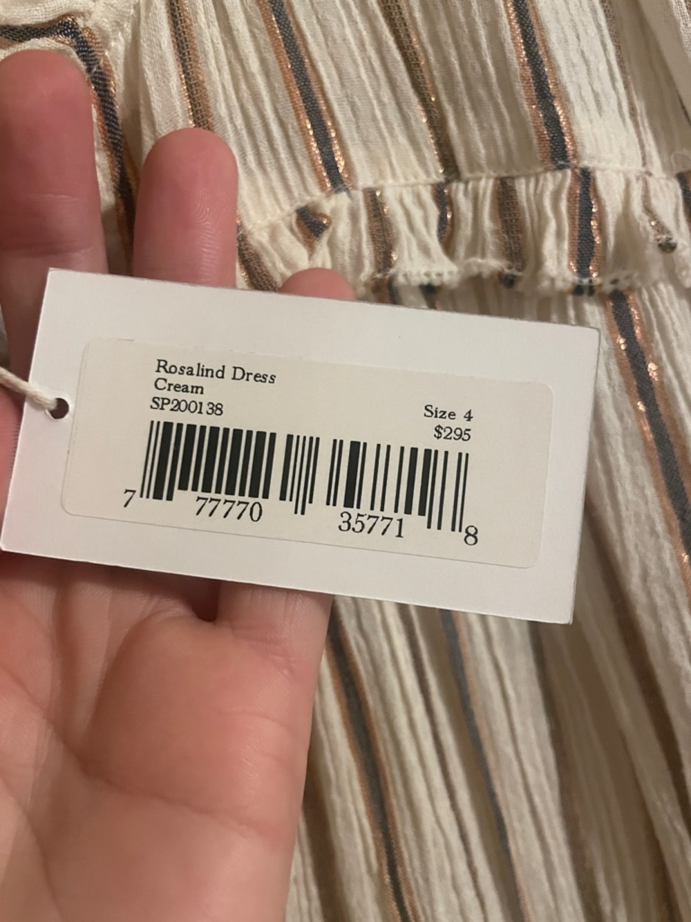 Ulla Johnson Rosalind Mini Dress Women’s Size 4 Lurex Stripe Cream NWT - Picture 12 of 13